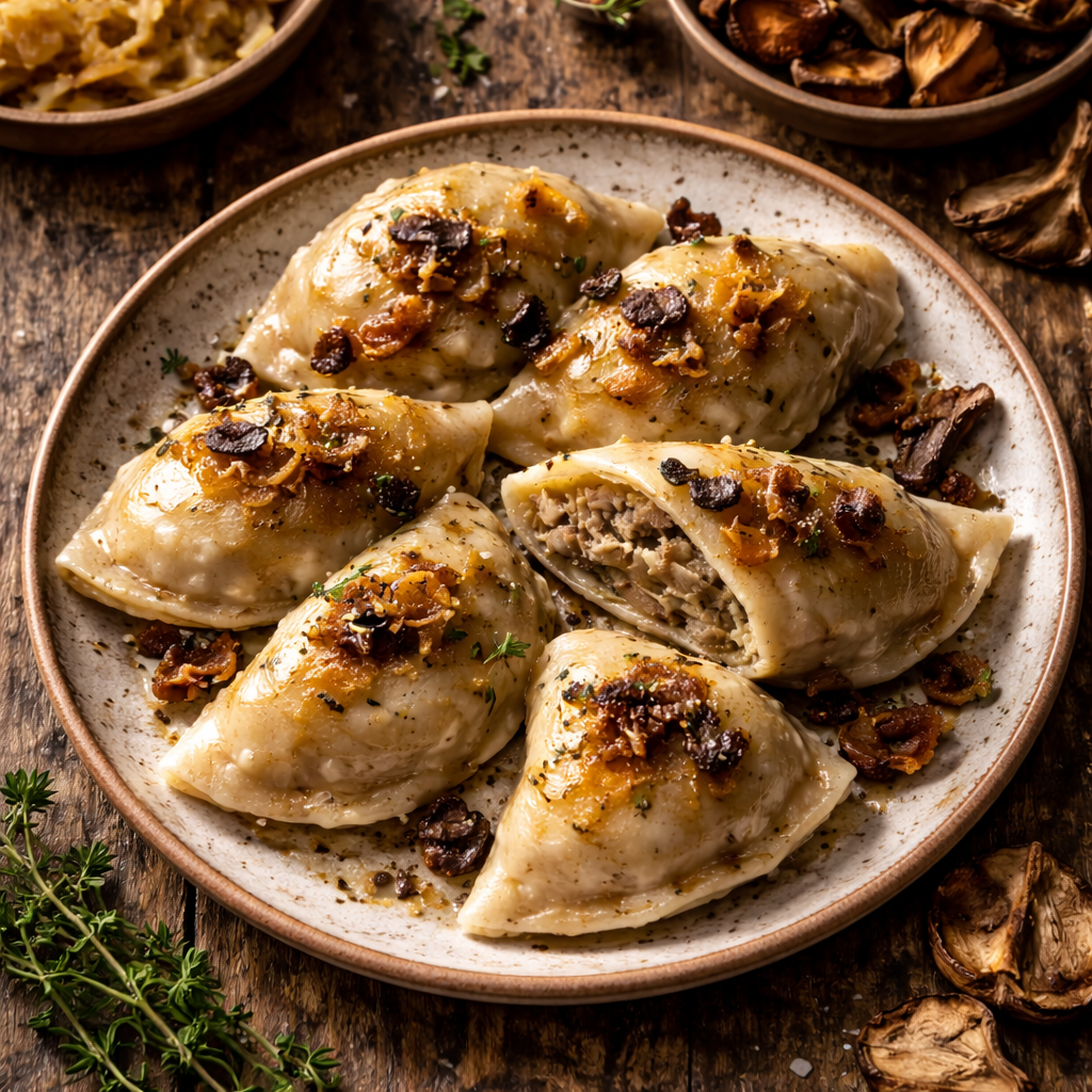 Pierogi Sauerkraut und Pilze